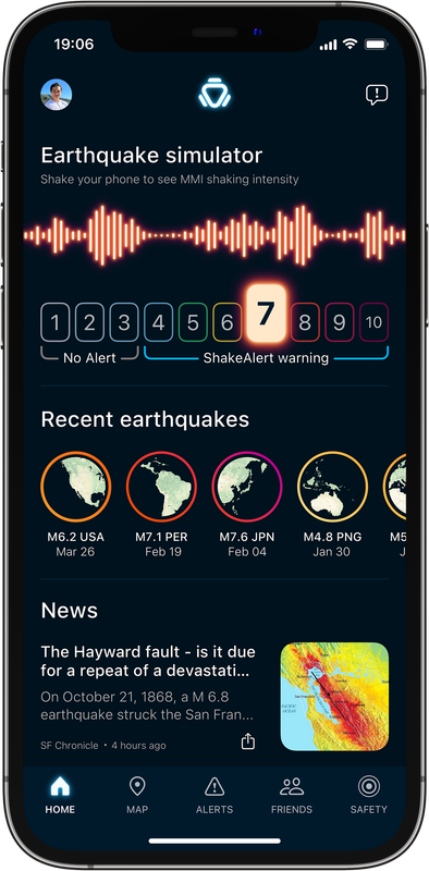 Seismos app home feed
